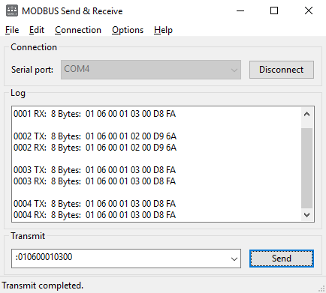 Screenshot MODBUS GUI