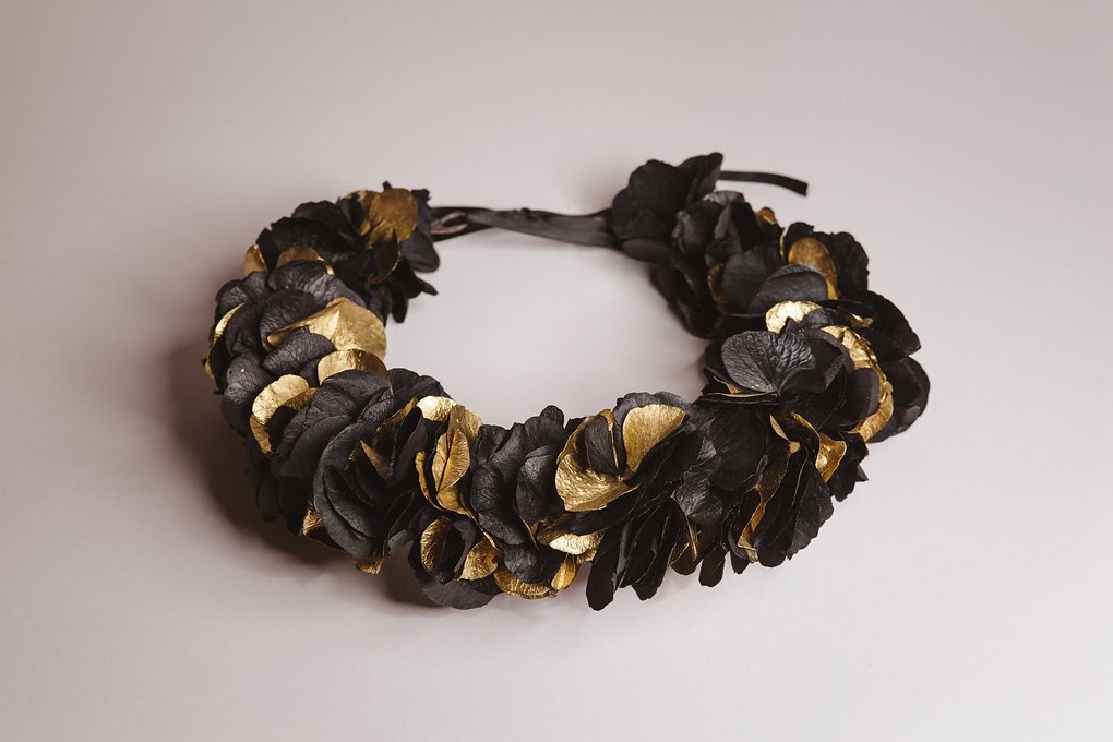 Large crème gold daisy chain flower garland bandeau cheveux couronne bandeau 1963 