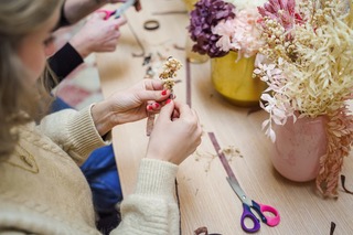 Bachelorette party flower crowns workshop
