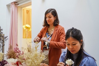 Bachelorette party flower crowns workshop