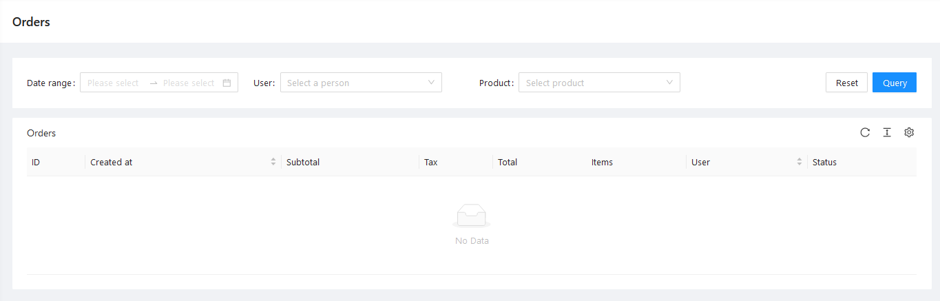 List of Orders List of Orders