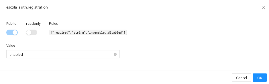 Editing registered Setting Editing registered Setting