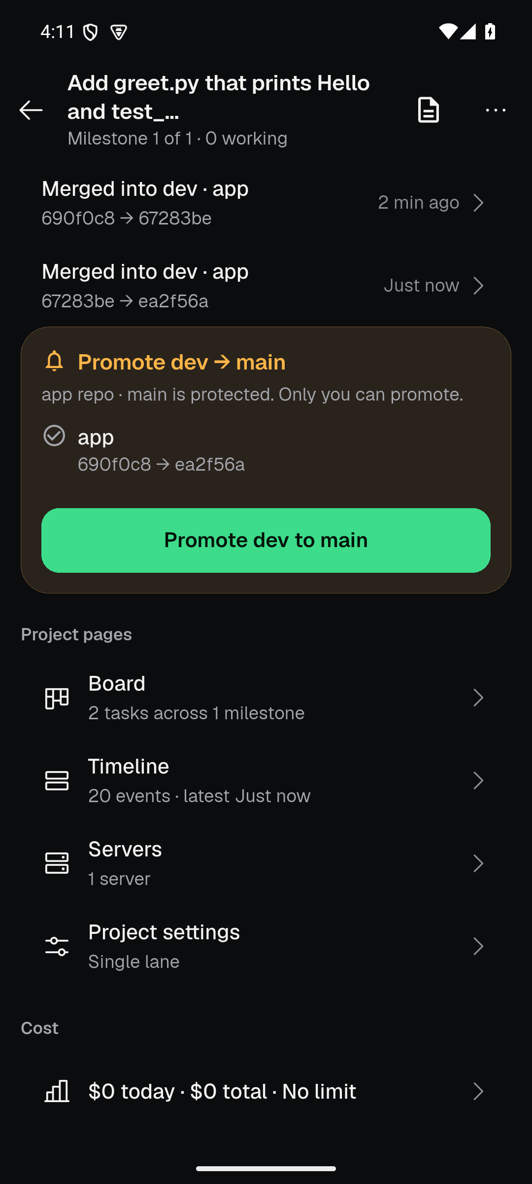 Tasks merged into dev, with before and after commits