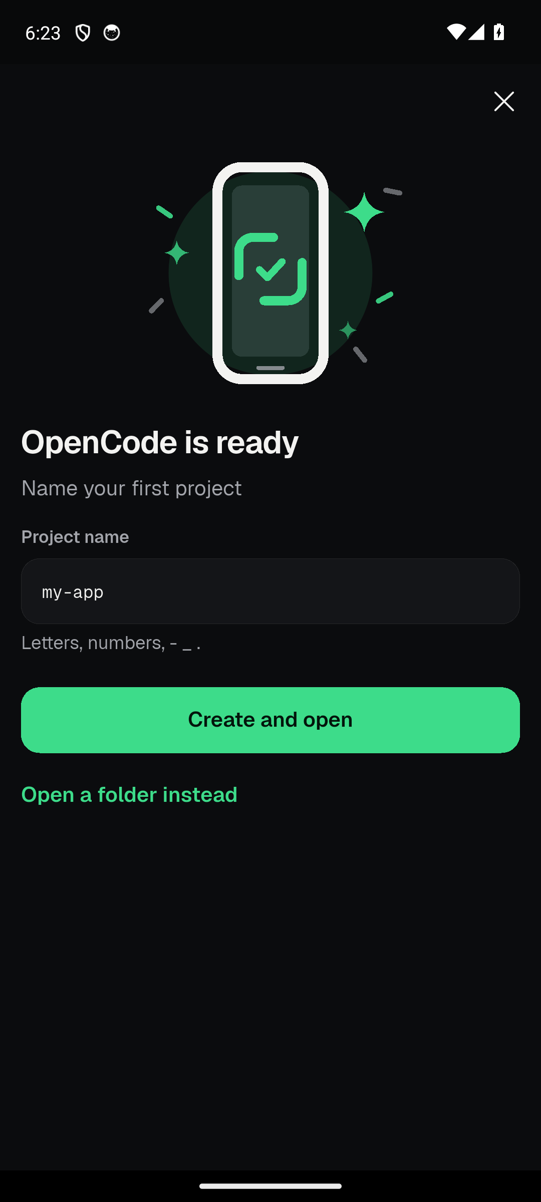 OpenCode is ready on this phone