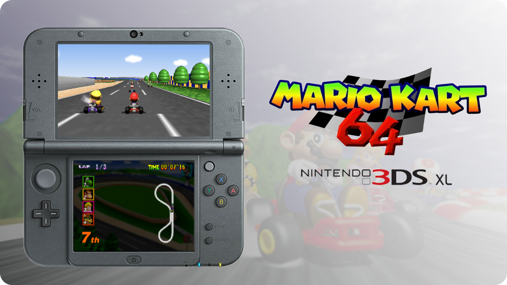 Mario Kart 64 running on Nintendo 3DS