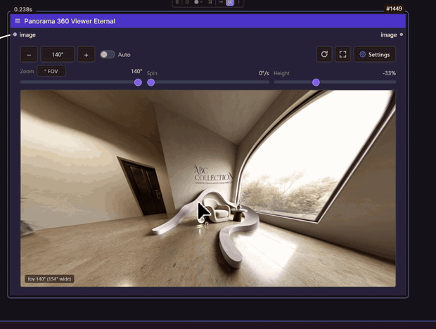 Panorama 360 Viewer Eternal inside a ComfyUI workflow