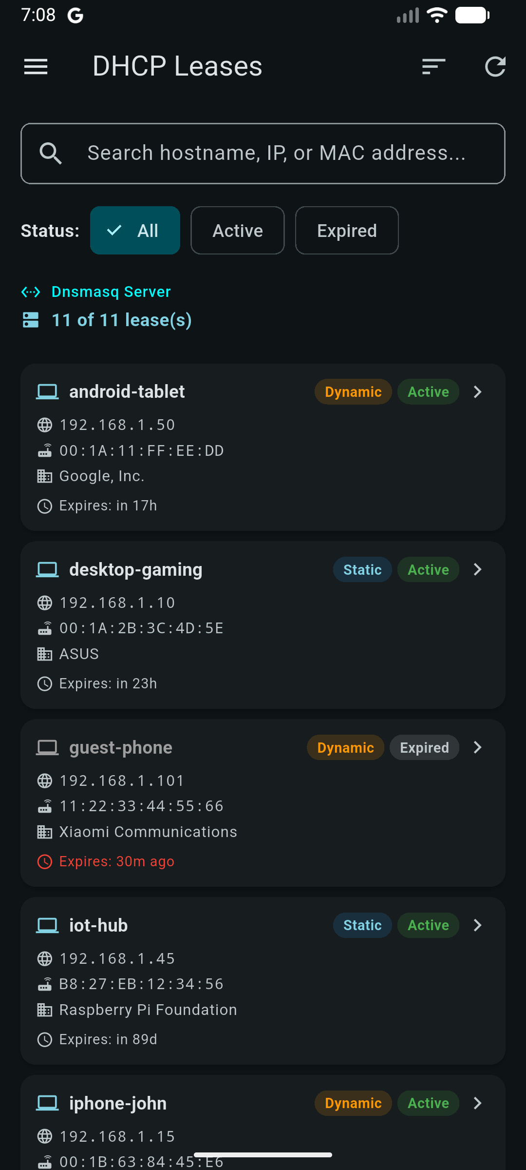 DHCP Leases