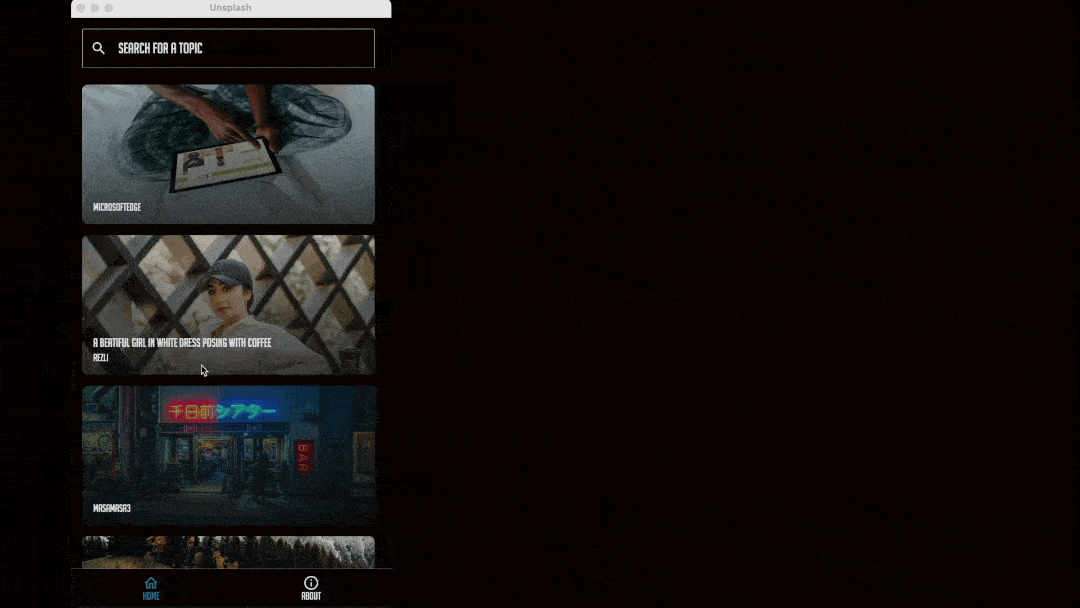 Desktop version of Unsplash