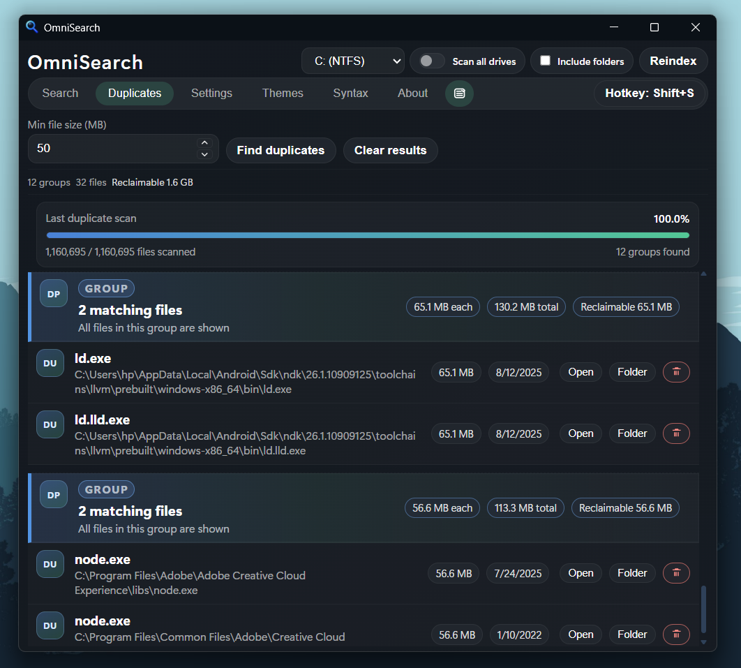 OmniSearch Duplicate Finder Screenshot
