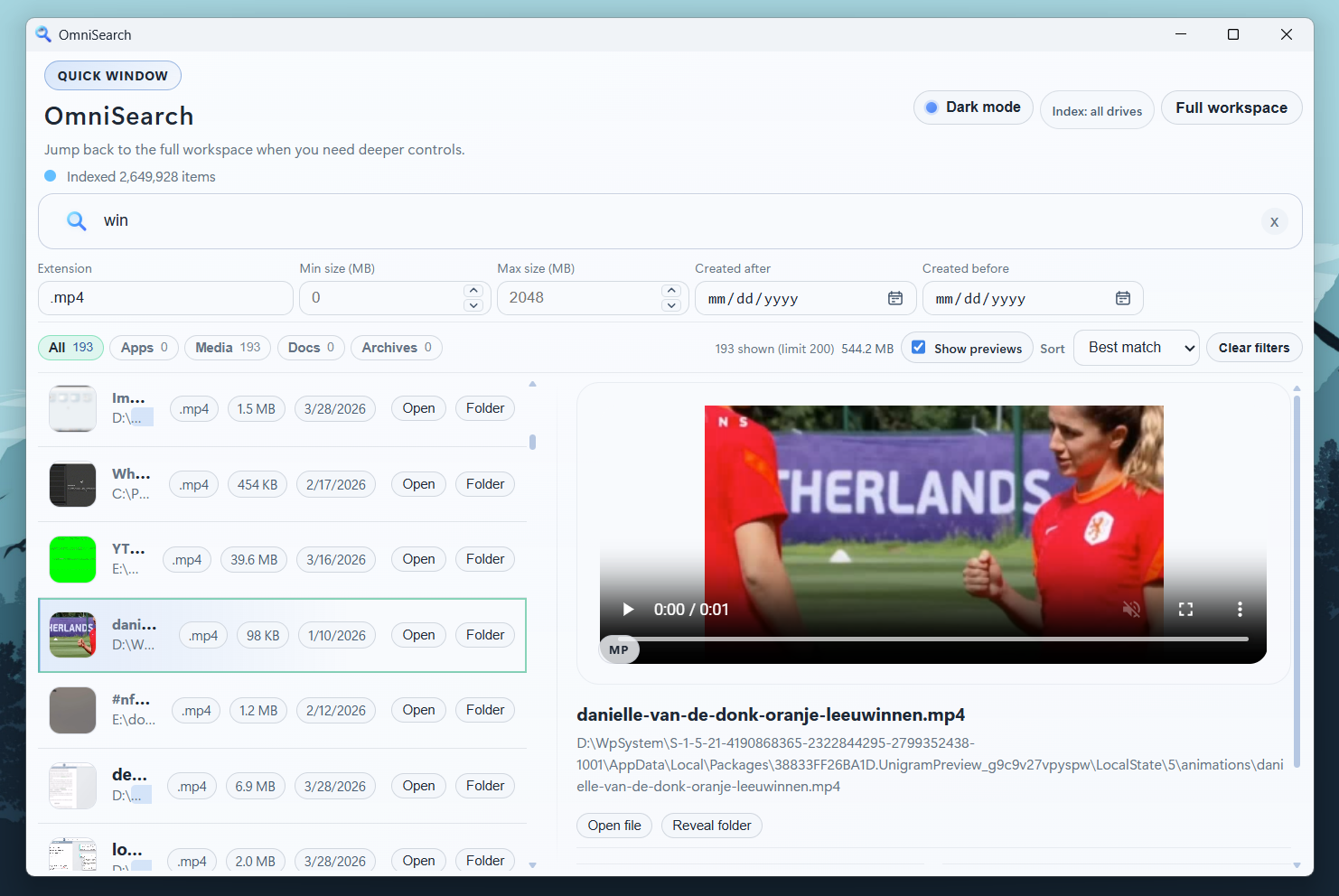 OmniSearch Quick Window