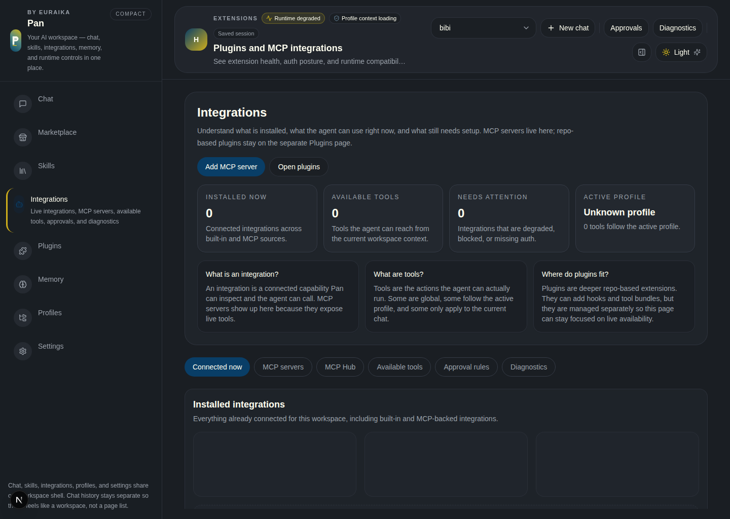 Extensions page