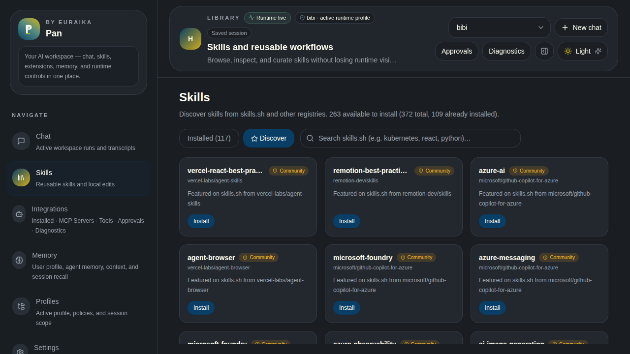 Skills discover tab