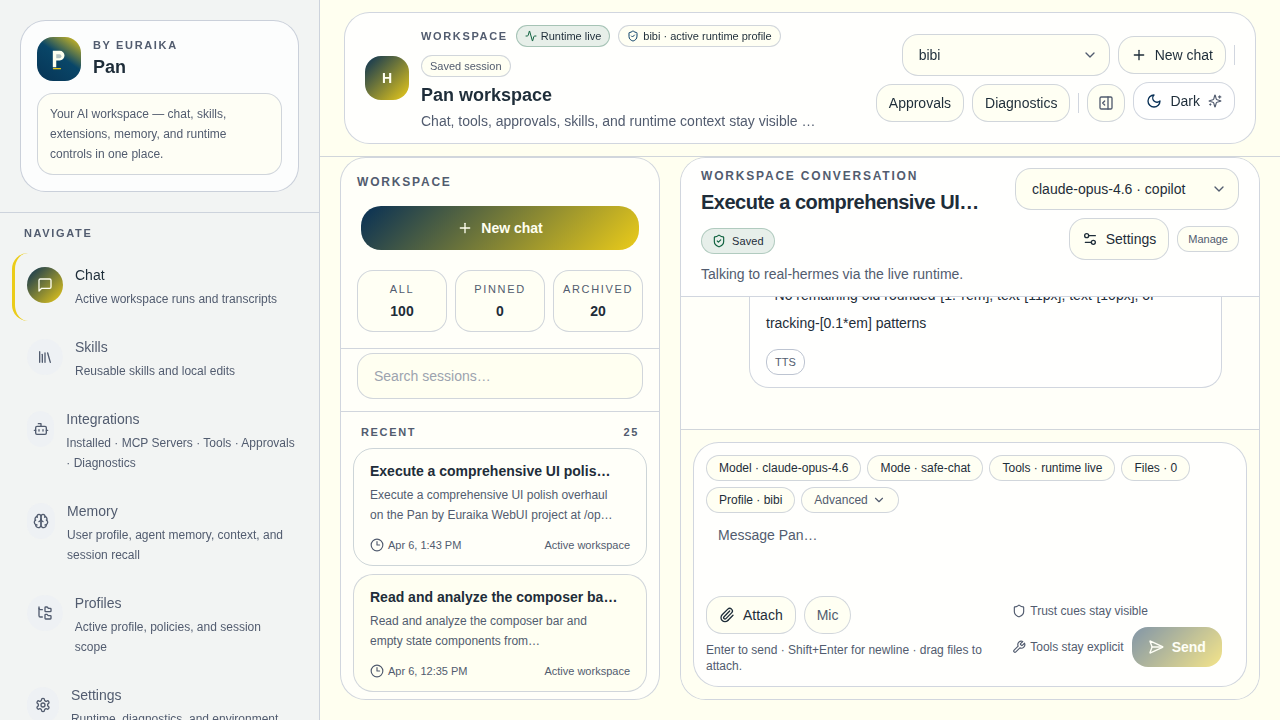Empty chat workspace