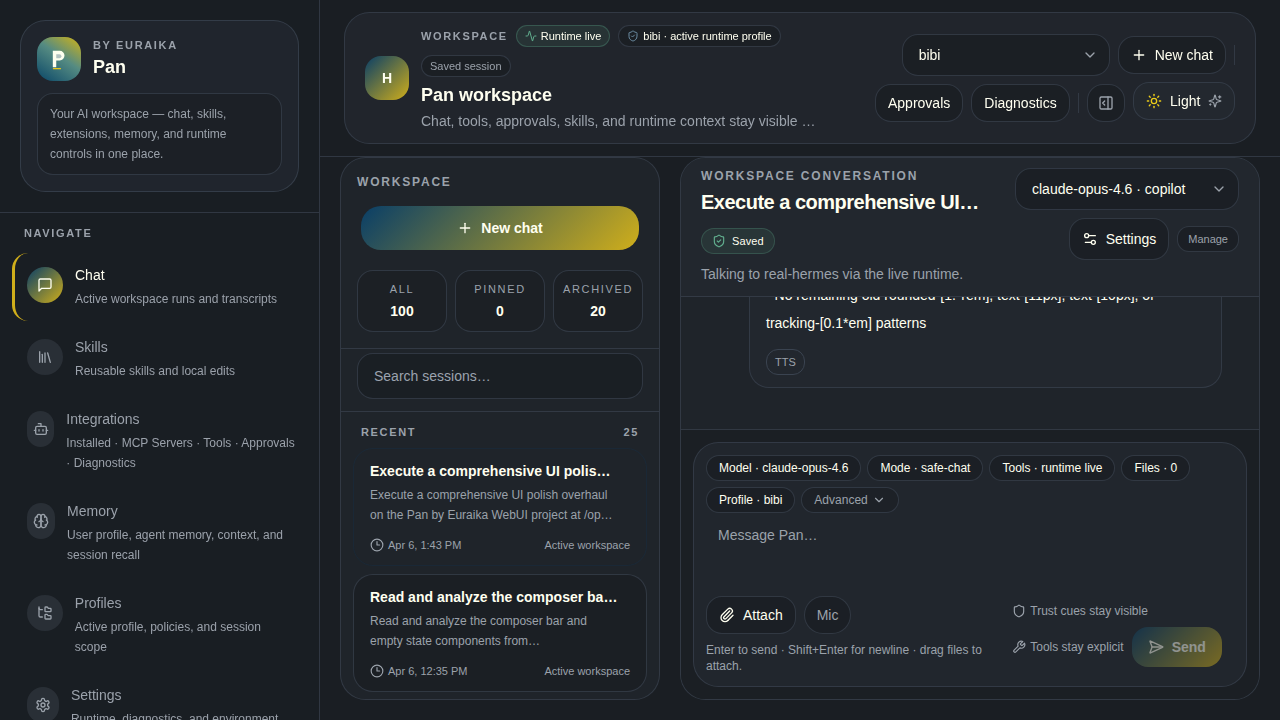 Pan chat with runtime tools
