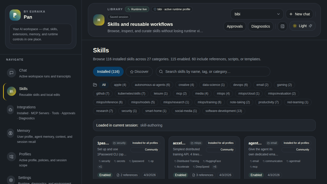 Skills installed tab