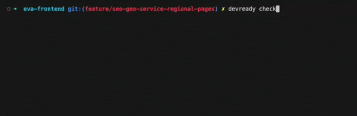 Demo of running devready check in a terminal