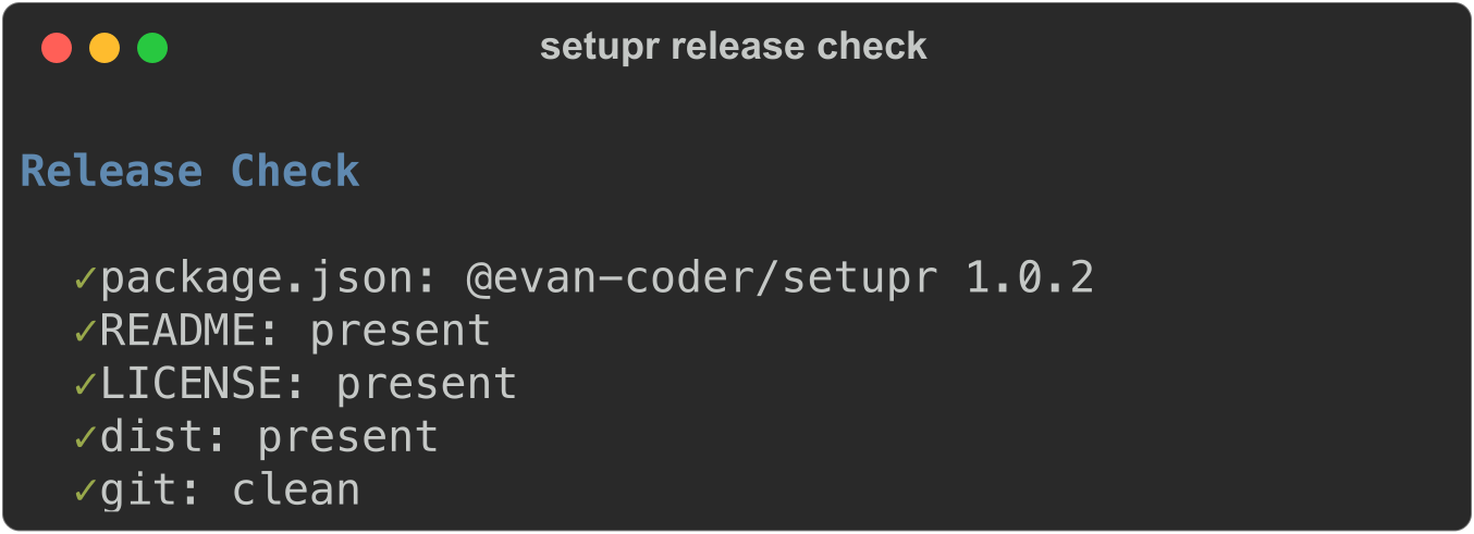 setupr release check