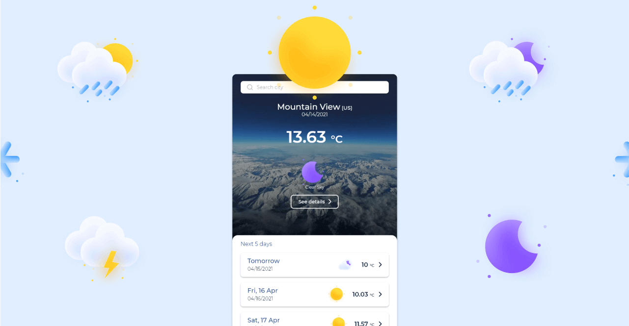 ScreenShot of the weather app project