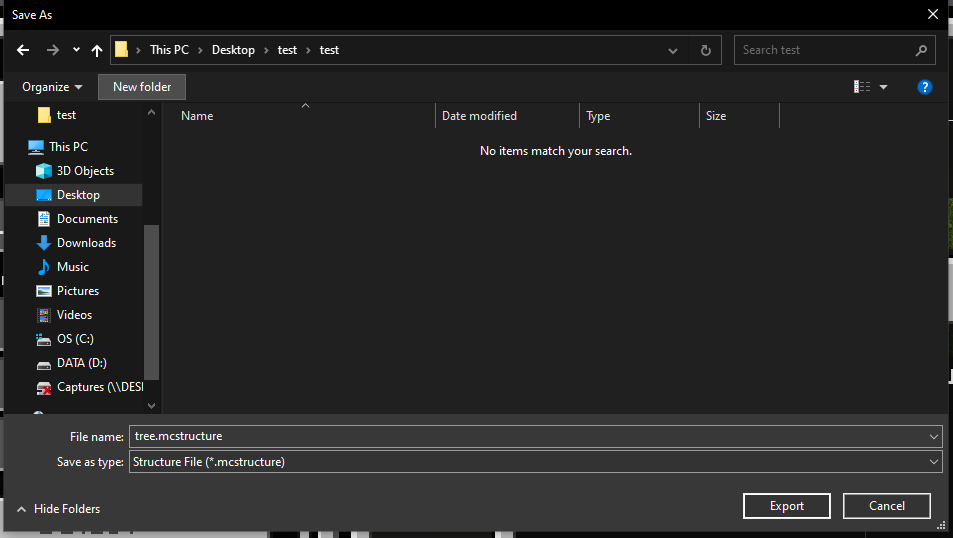 Exporting the structure
