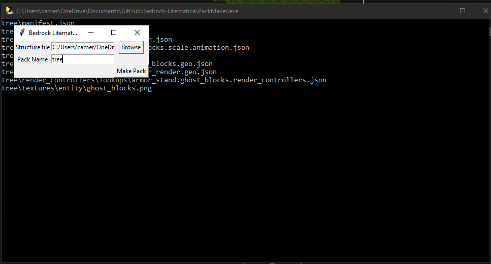 The exported structure file