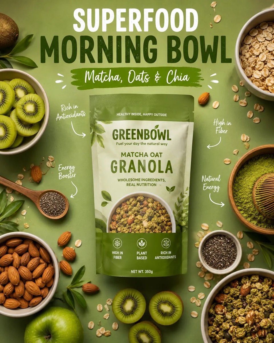 GPT-Image-2 Prompt Example - Matcha Granola Ad Poster