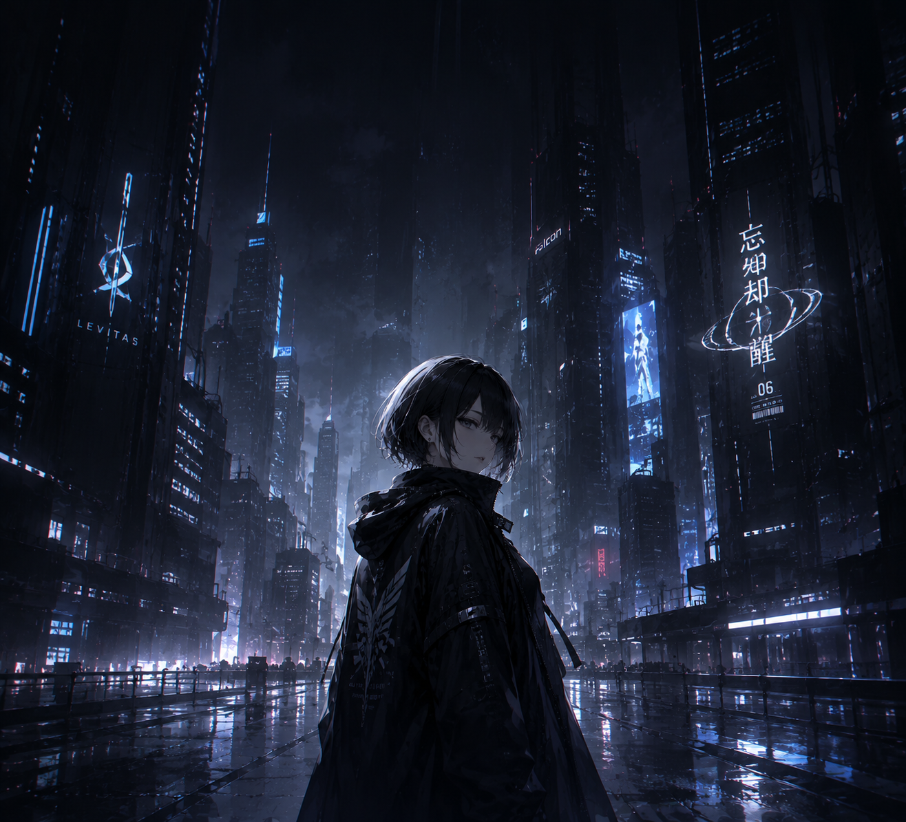 Anime wallpaper for foldable phone — dark cool style