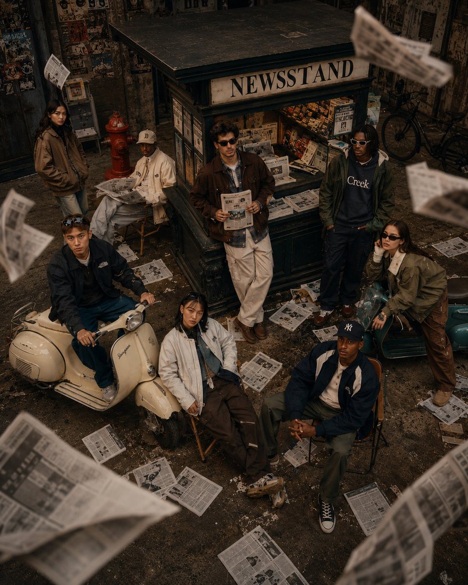 Retro Newsstand Fashion Scene