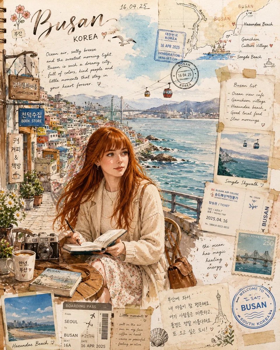 GPT-Image-2 Prompt Example - Busan Travel Journal Illustration