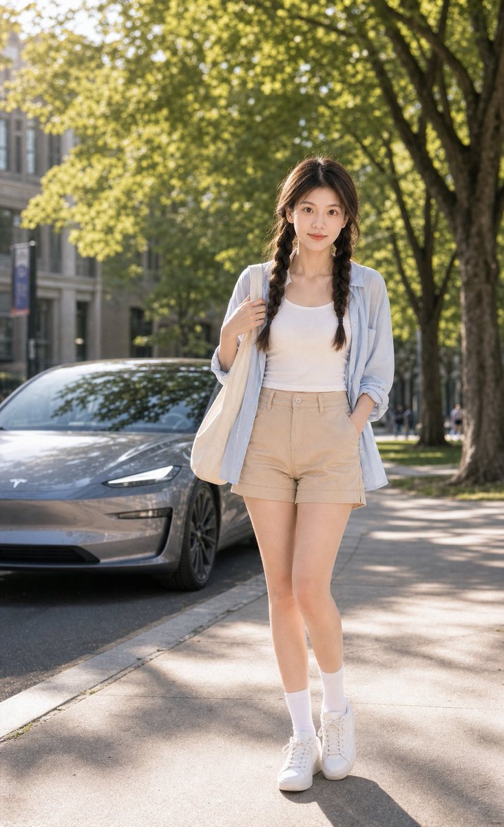 GPT-Image-2 Prompt Example - Summer Campus Tesla Lifestyle Poster