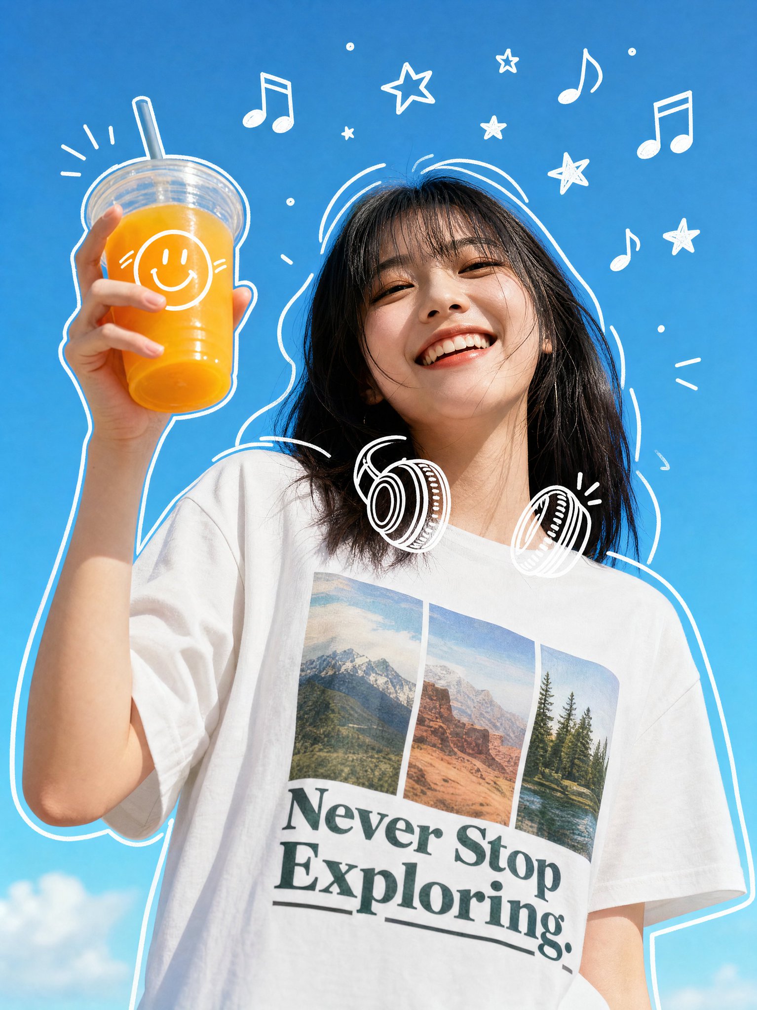 GPT-Image-2 Prompt Example - Joyful Street Portrait with Drink