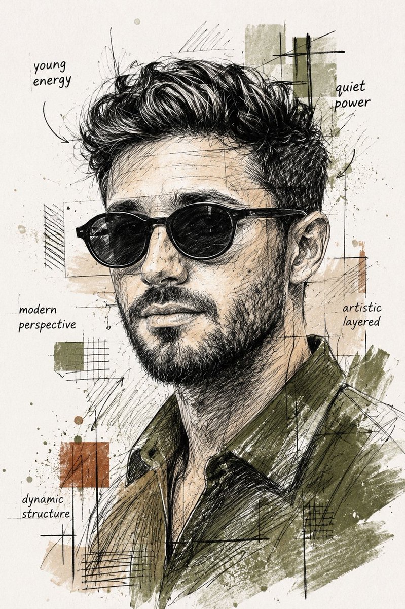 GPT-Image-2 Prompt Example - Artistic Sketch Portrait Young Man