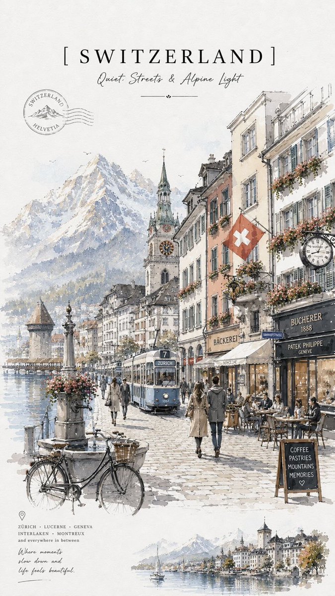 GPT-Image-2 Prompt Example - Switzerland Watercolor Travel Poster