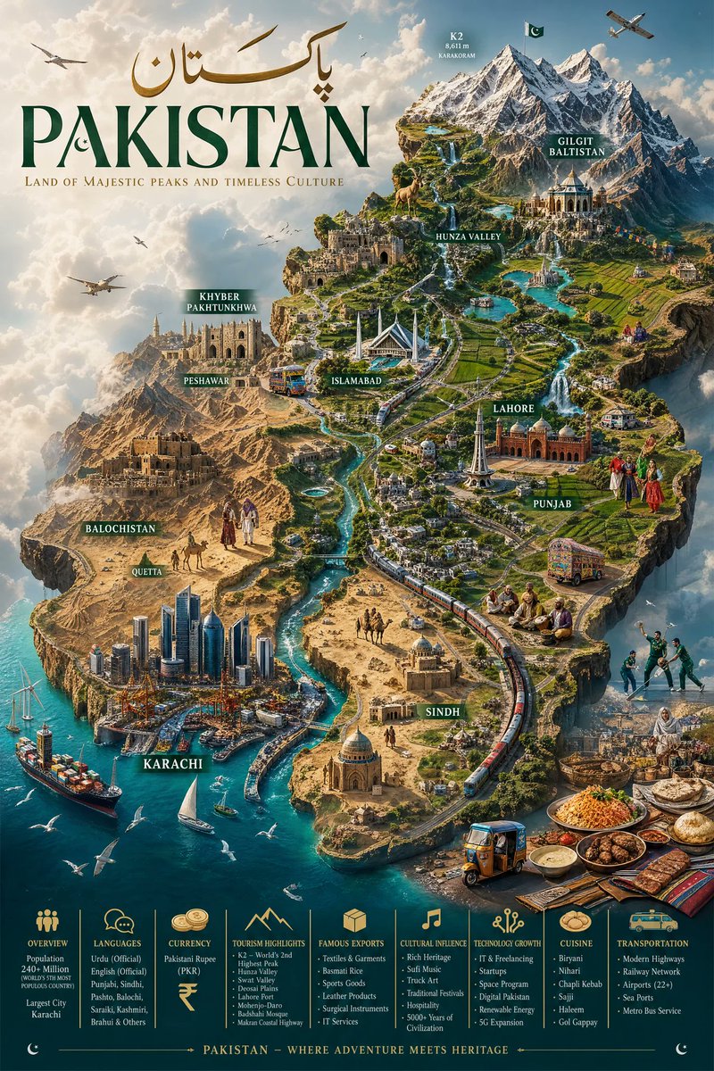 GPT-Image-2 Prompt Example - Pakistan Miniature World Map Poster