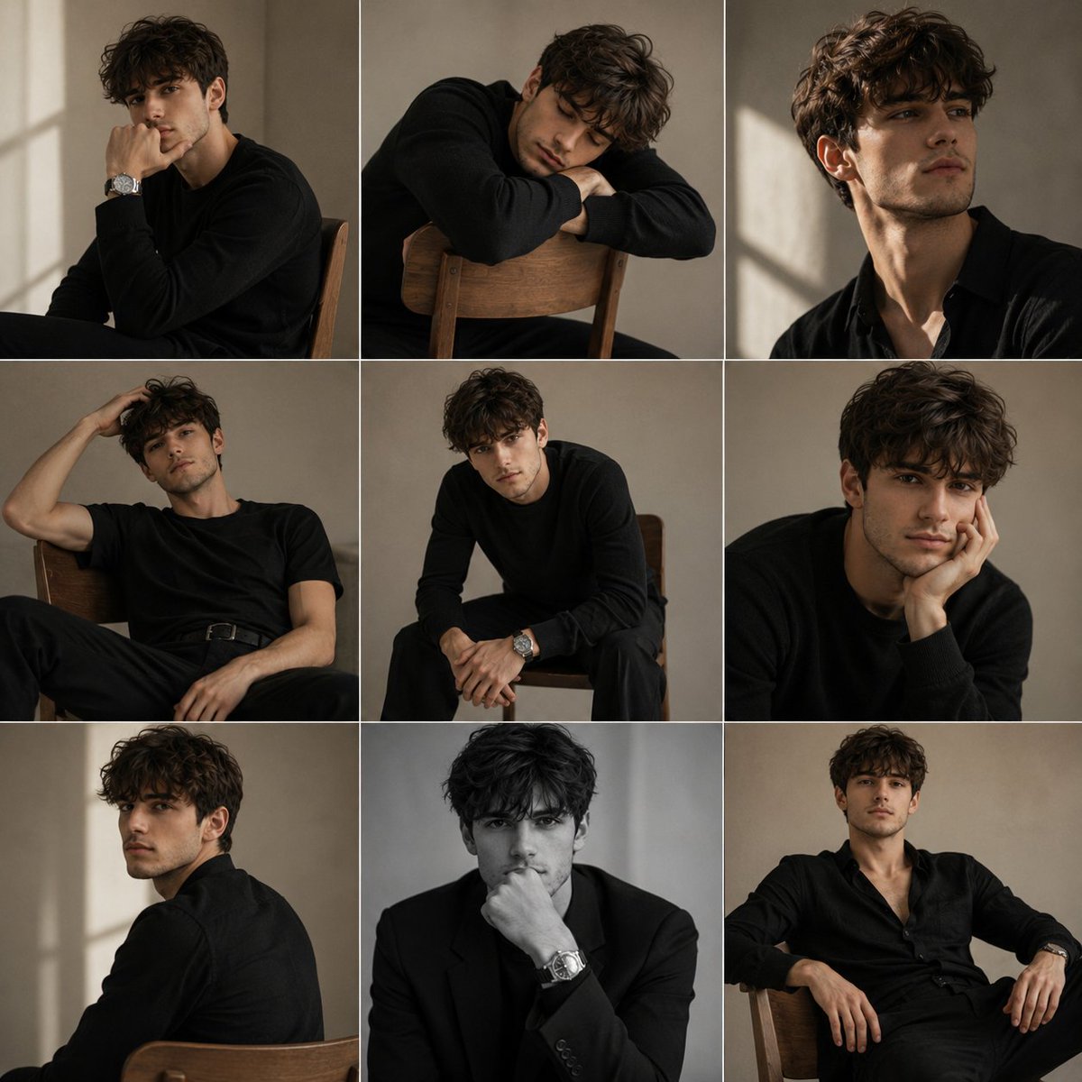 GPT-Image-2 Prompt Example - Monochrome Studio Portrait Grid