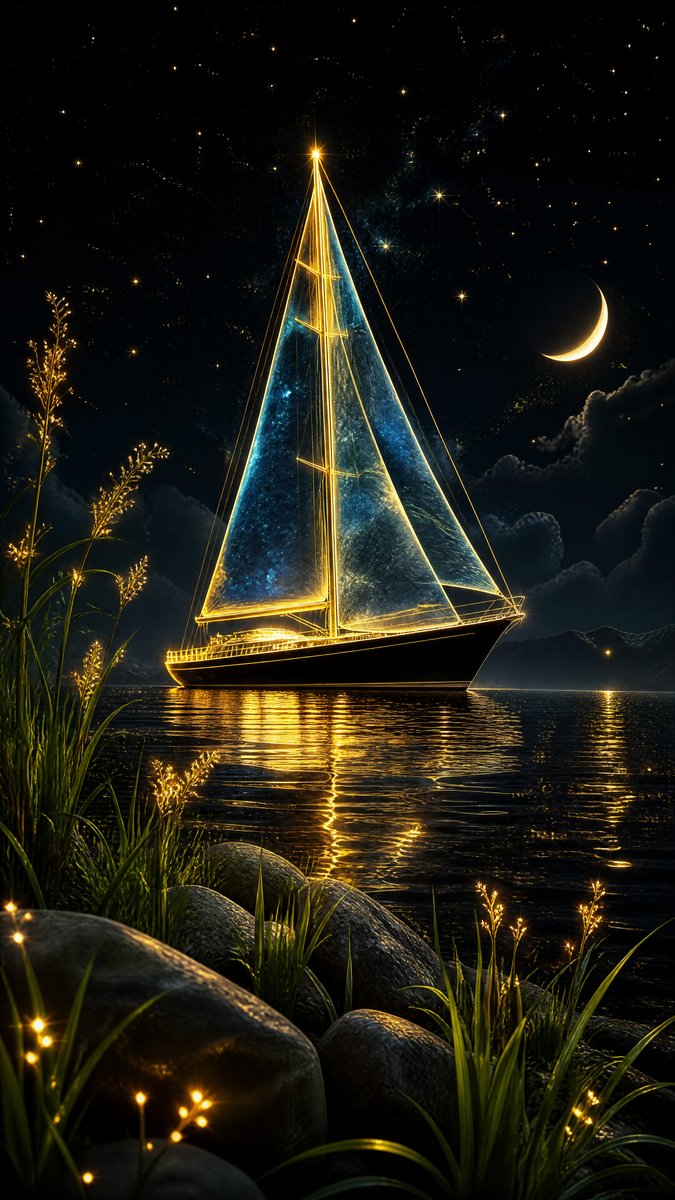 GPT-Image-2 Prompt Example - Glowing Sailboat Night Illustration