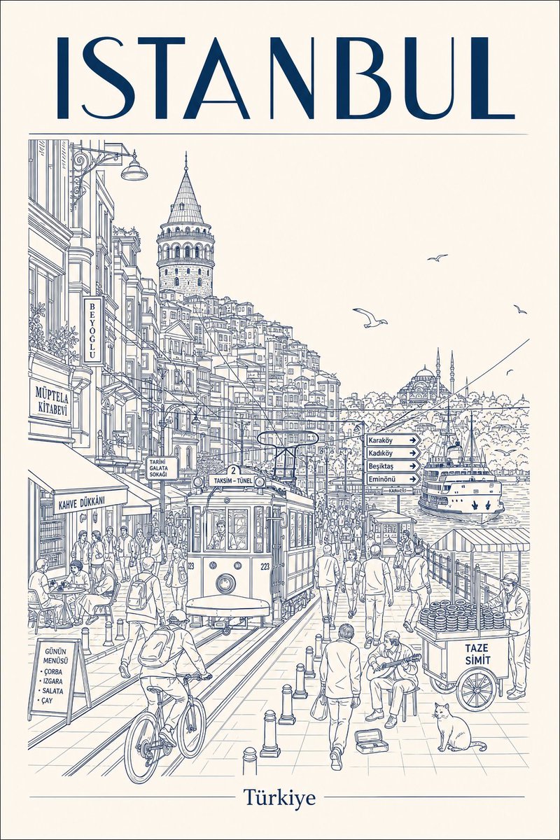GPT-Image-2 Prompt Example - Istanbul Line-Art Travel Poster
