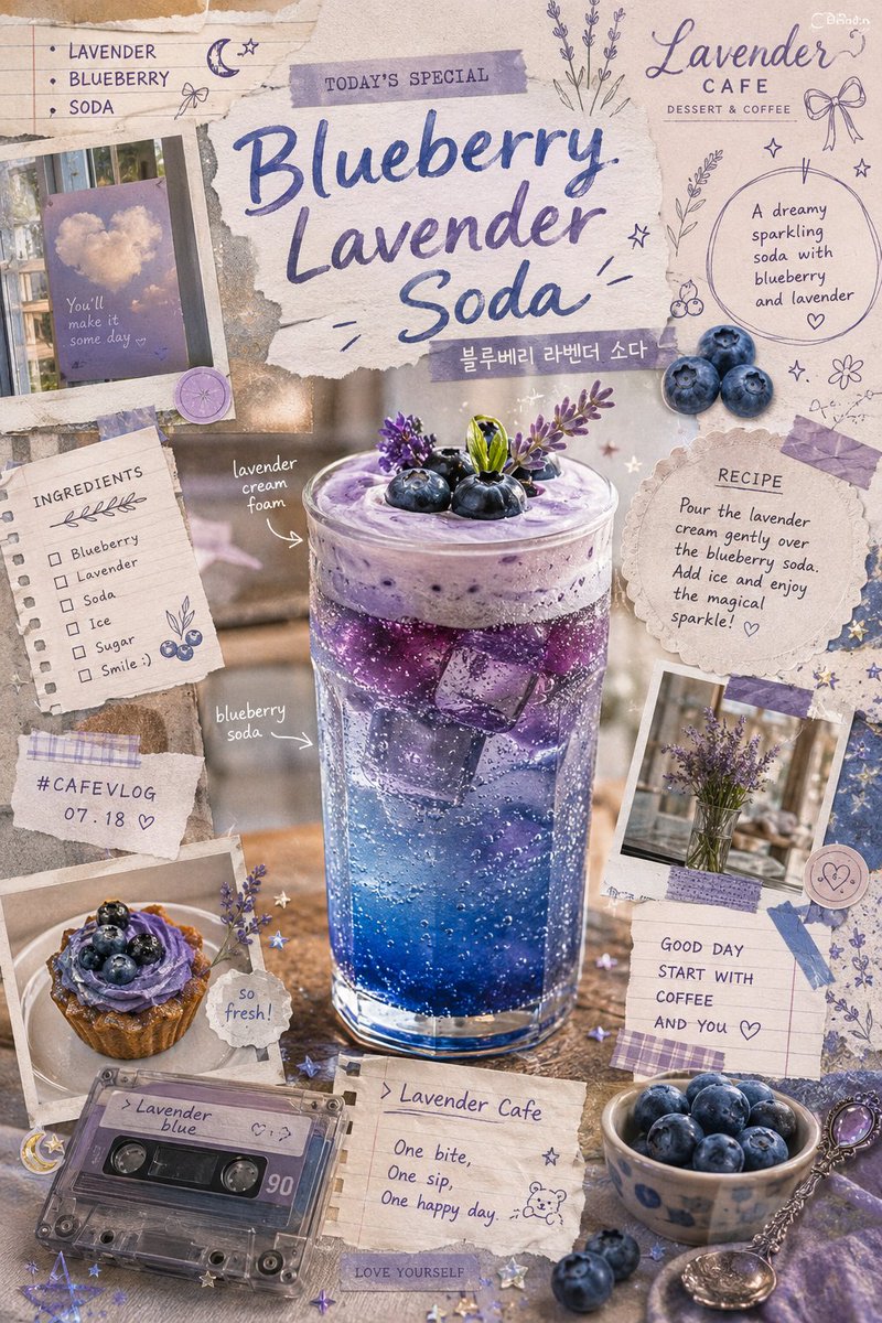 GPT-Image-2 Prompt Example - Blueberry Lavender Soda Scrapbook Poster
