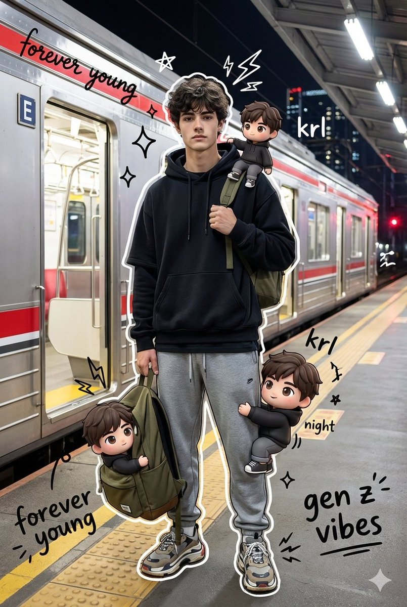 GPT-Image-2 Prompt Example - Mixed-Media Train Platform Portrait