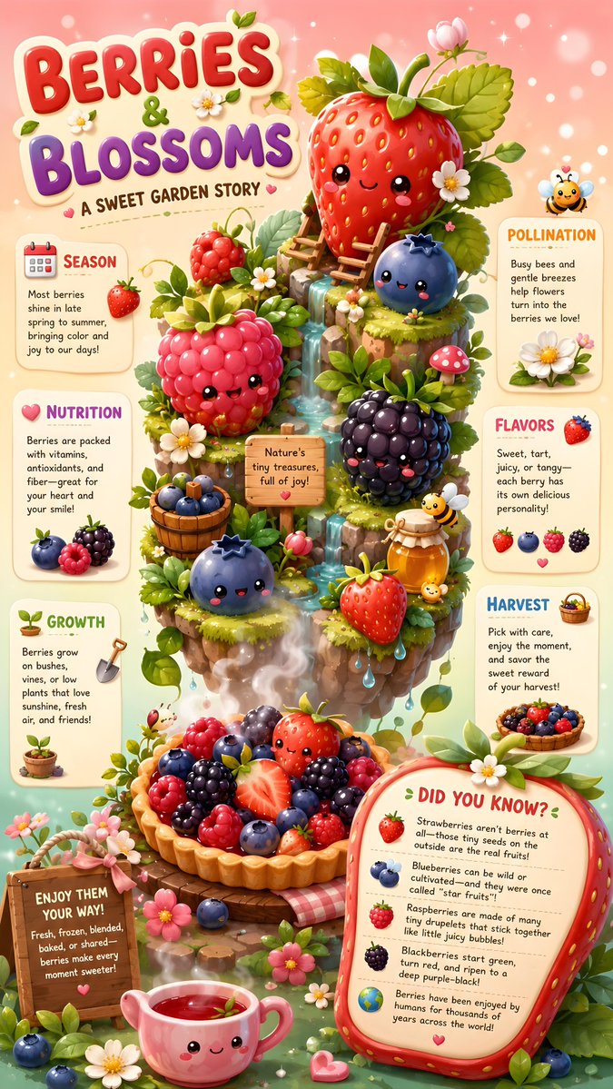 GPT-Image-2 Prompt Example - Berries and Blossoms Infographic Poster