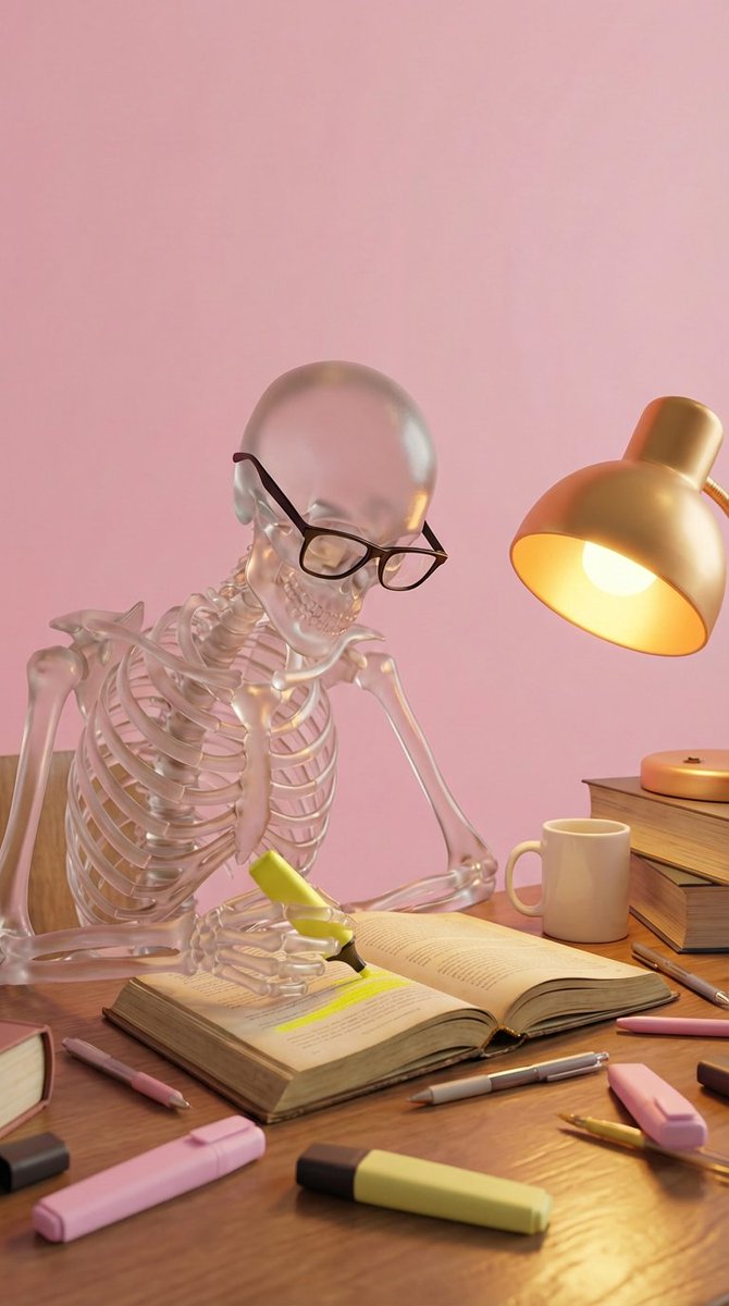 GPT-Image-2 Prompt Example - Glass Skeleton Study Desk