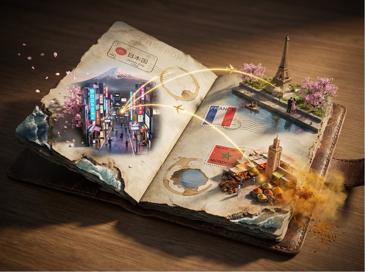 GPT-Image-2 Prompt Example - Passport Worlds Atlas Scene