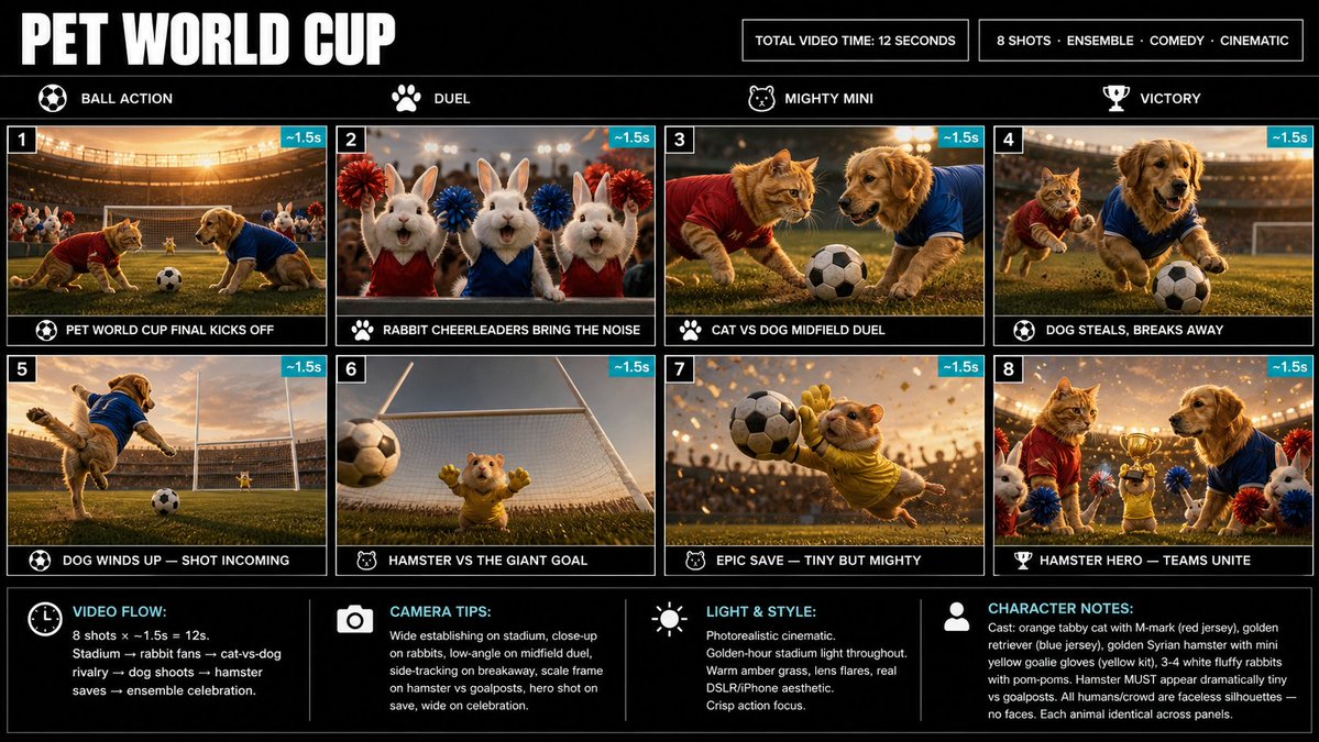 GPT-Image-2 Prompt Example - Pet World Cup Storyboard Sheet