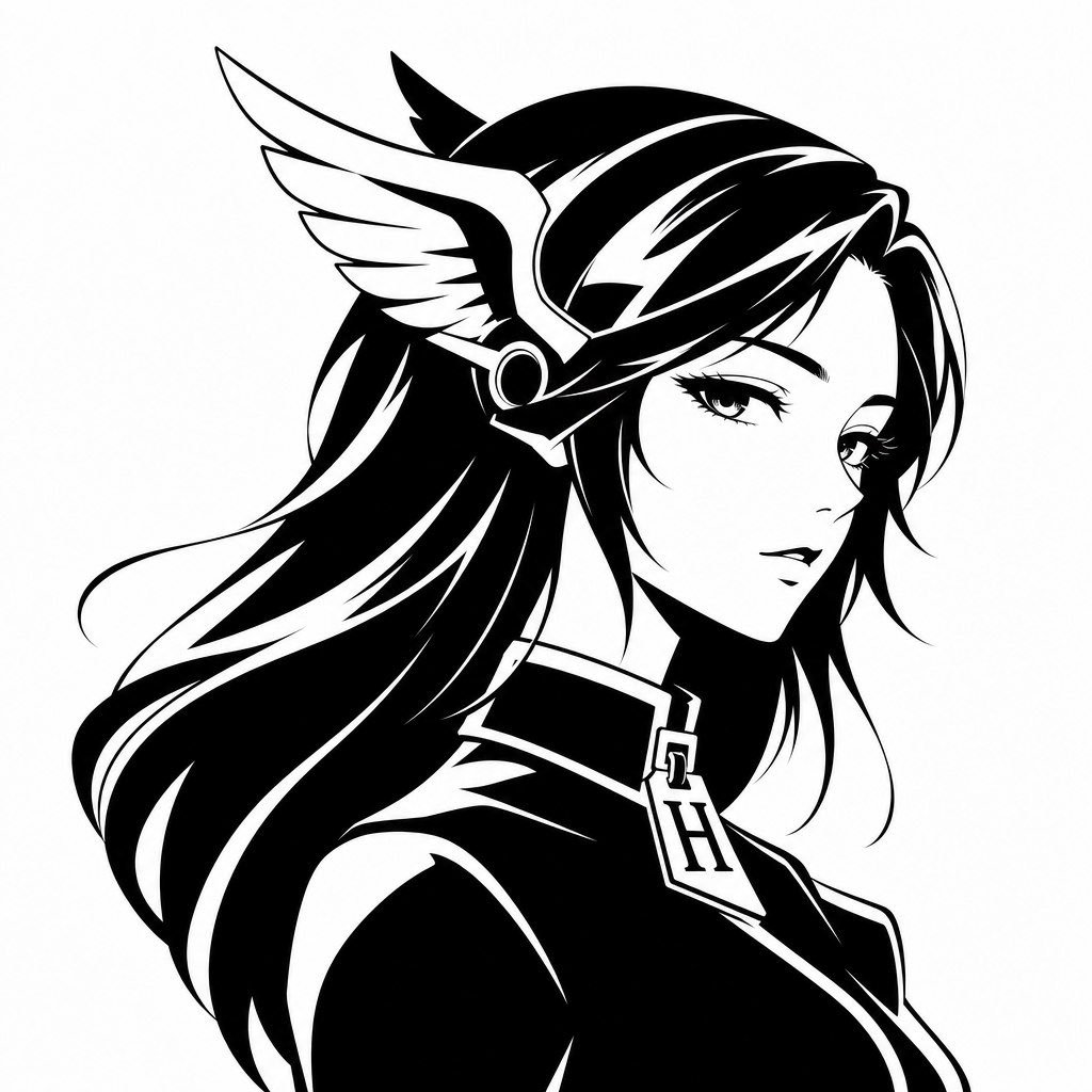 Monochrome Hermes-Inspired Avatar generated image example