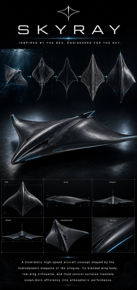 Biomimetic Skyray Aircraft Poster generated image example