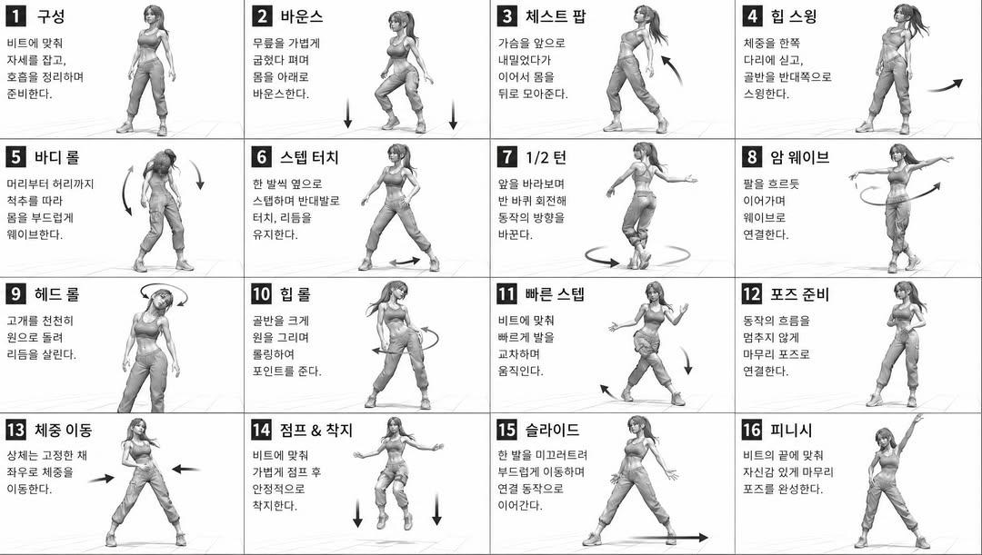 Dance Movement Reference Sheet generated image example
