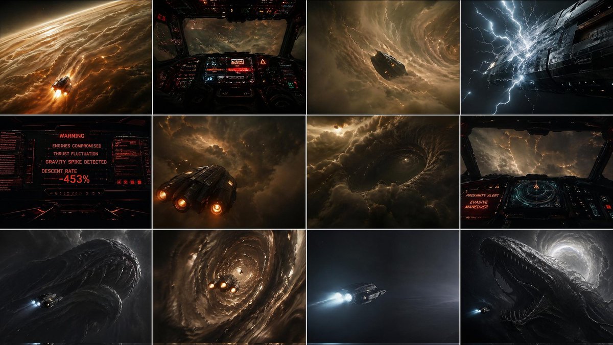 Gas Giant Descent Storyboard generated image example