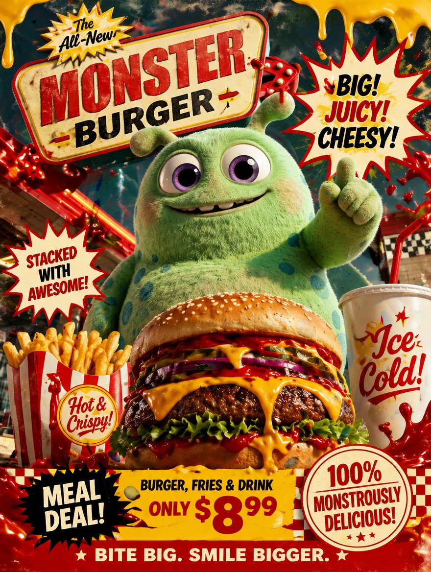 Fast Food Character Poster generated image example