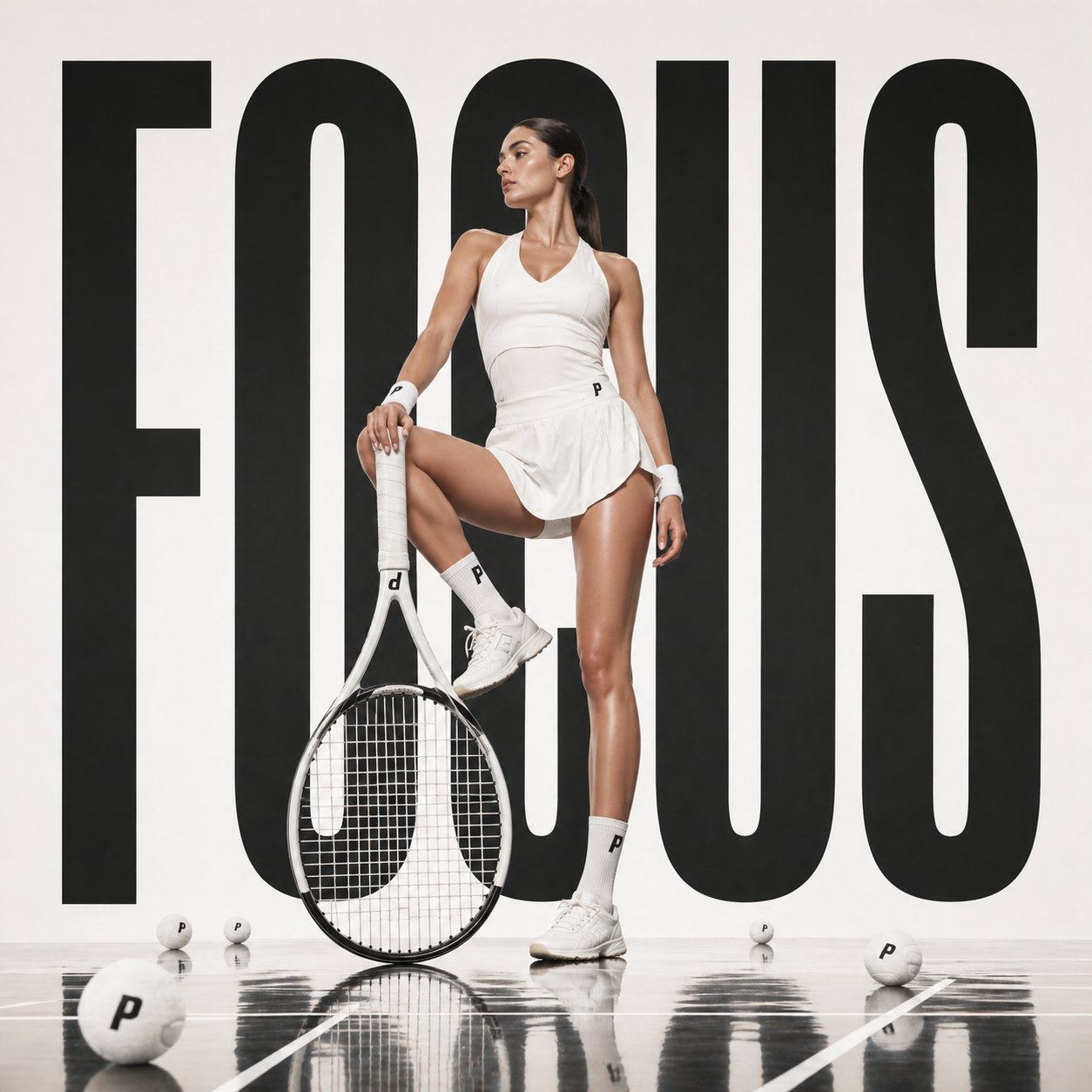 Avant-Garde Tennis Racket Sculpture Sports Fashion Ad generated image example