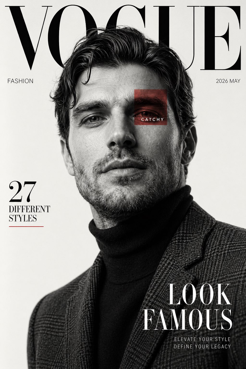 Luxury Fashion Magazine Cover Black and White generated image example