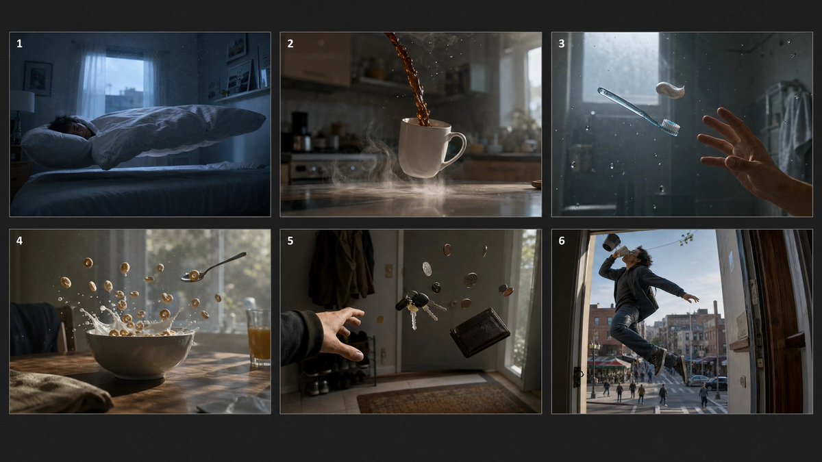 GPT-Image-2 Prompt Example - Weightless Morning Storyboard
